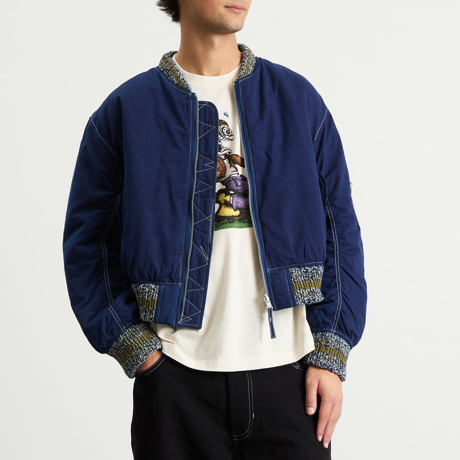 STORY mfg. Story Mfg Seed Printed Wonky-Wear Bomber in Blue for