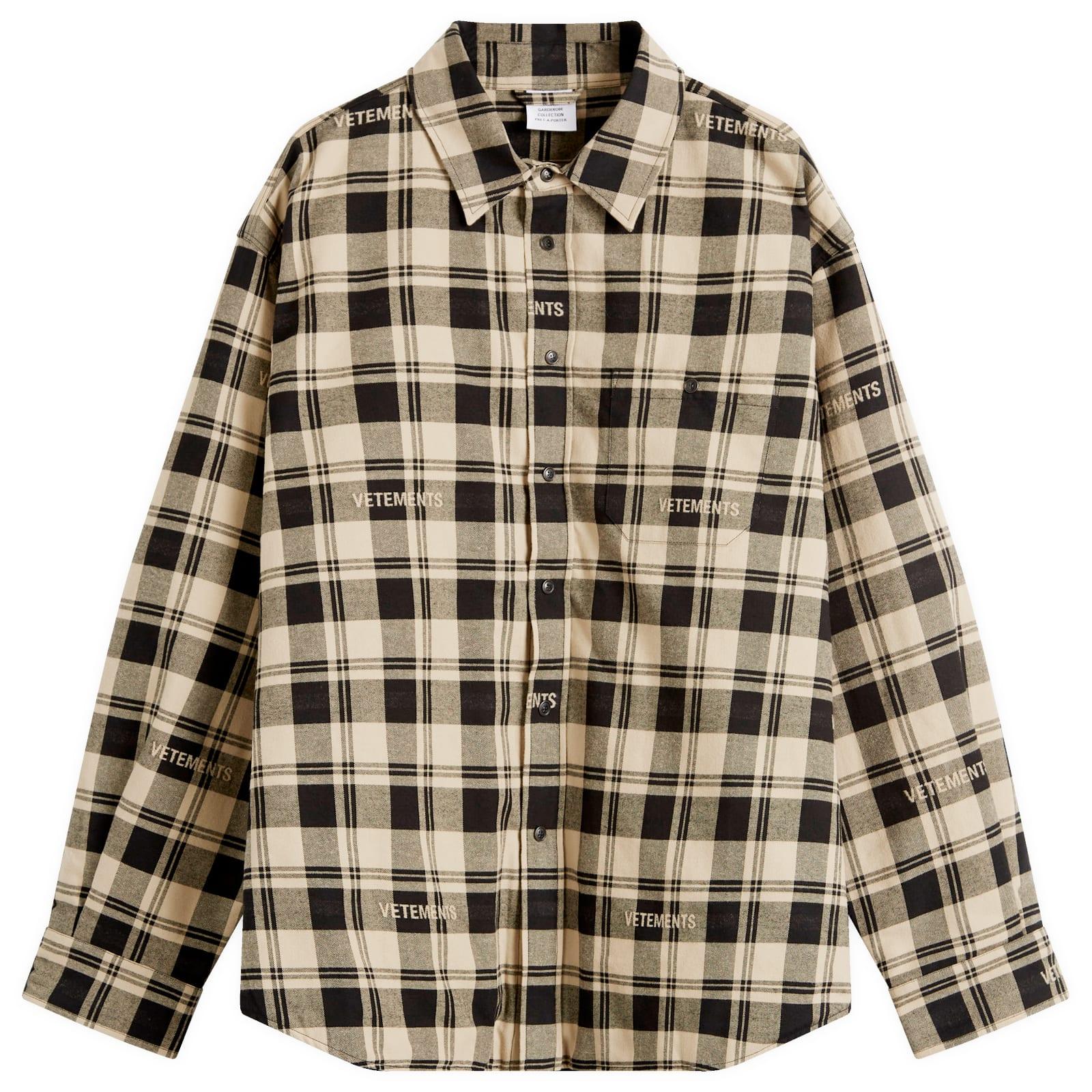 Vetements Padded Flannel Shirt in Brown for Men | Lyst UK