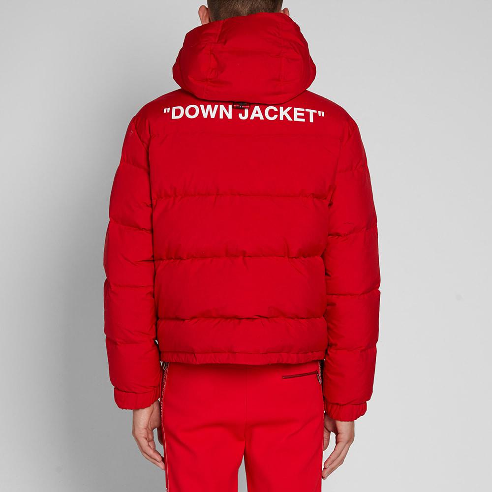 Off-White c/o Virgil Abloh Synthetic Quote Puffer Jacket in Red for Men ...