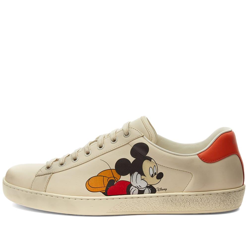 Gucci Leather Mickey Mouse New Ace Sneaker in White for