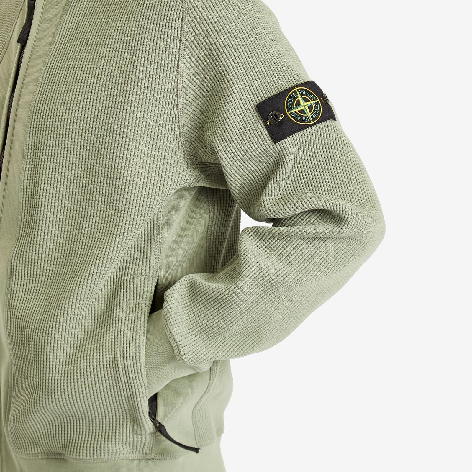 Stone Island Waffle Full Zip Sweatshirt in Green for Men | Lyst