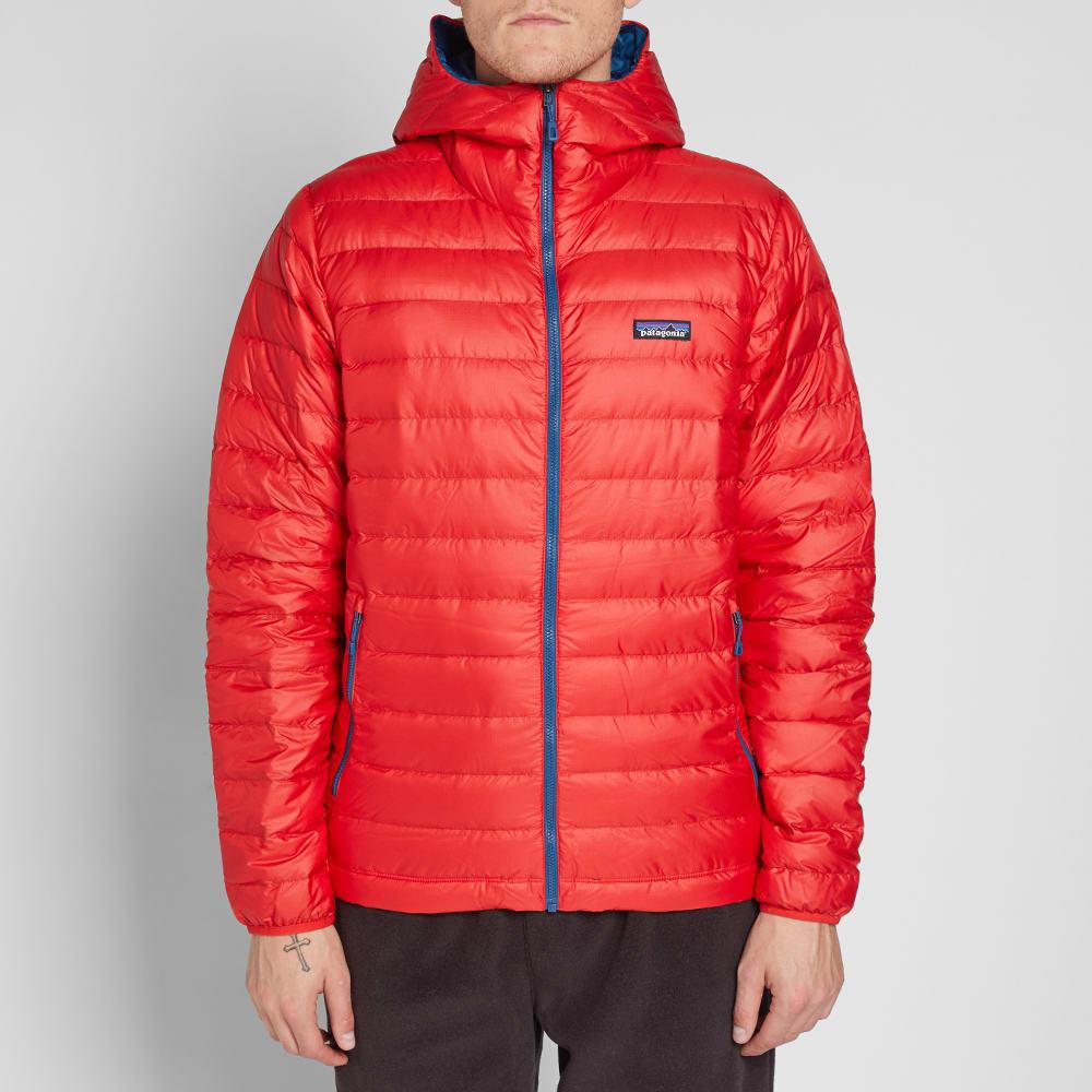 patagonia down sweater hoody red