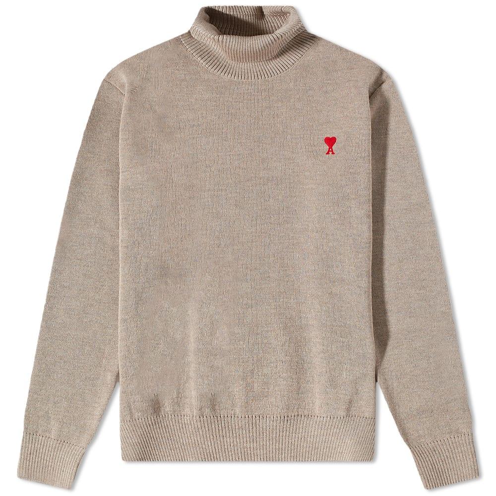Ami Paris Ami Small A Heart Roll Neck Knit in Gray for Men | Lyst