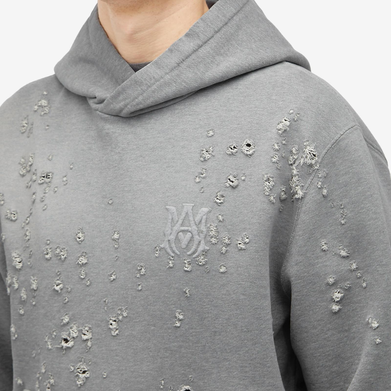 Amiri Ma Shotgun Embroidered Logo Hoodie in Gray for Men | Lyst