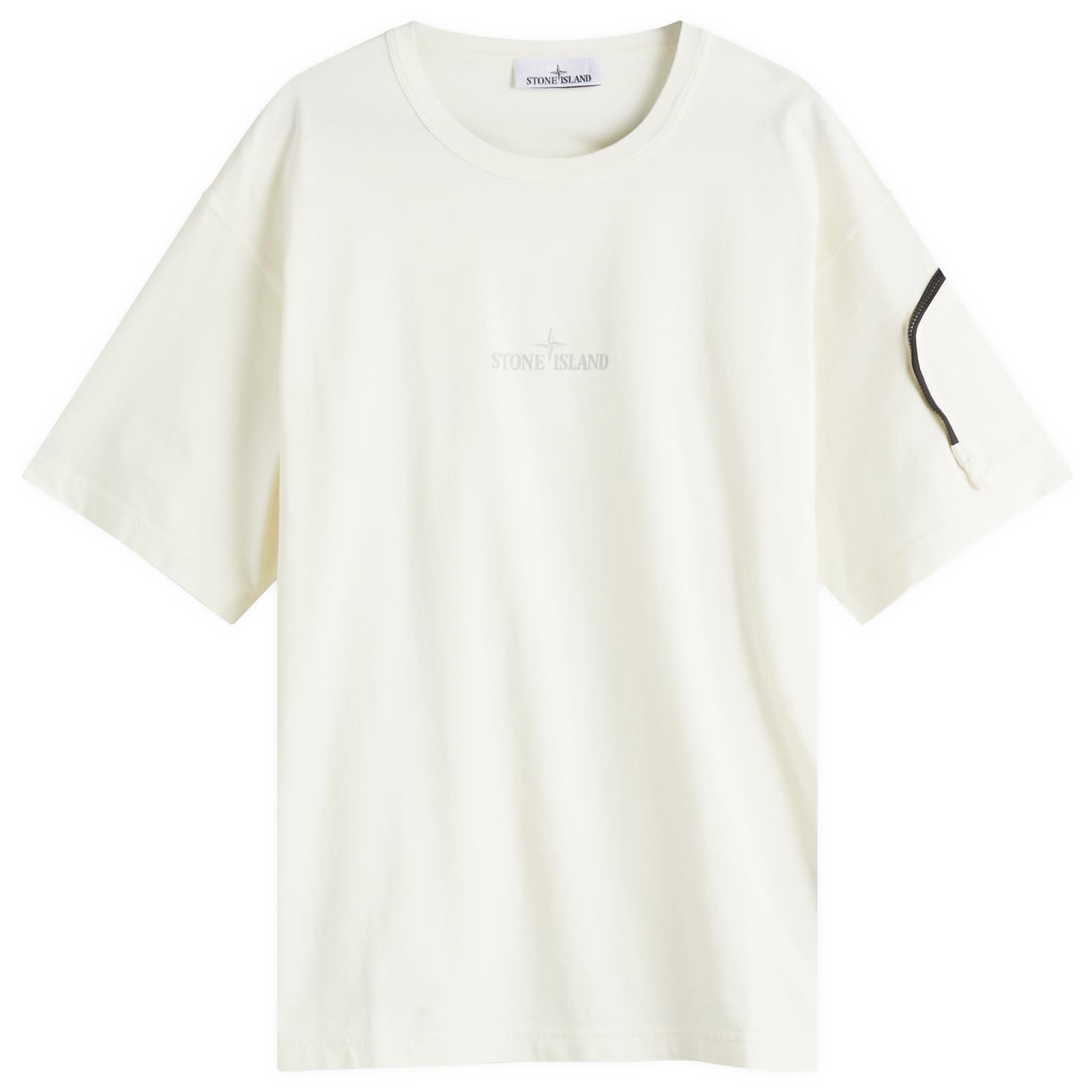 Stone Island Organic Zip Pocket Logo T-Shirt in White for Men