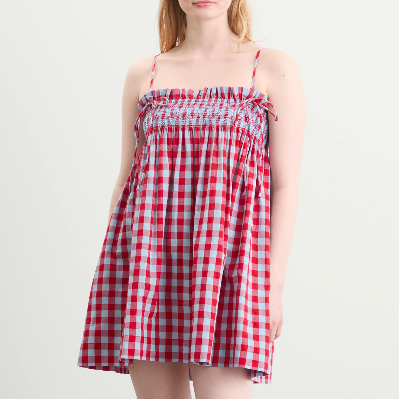 knee length dresses for ladies lilo hanky hem multiwear skirt/dress- red gingham – Damson Madder main image 1