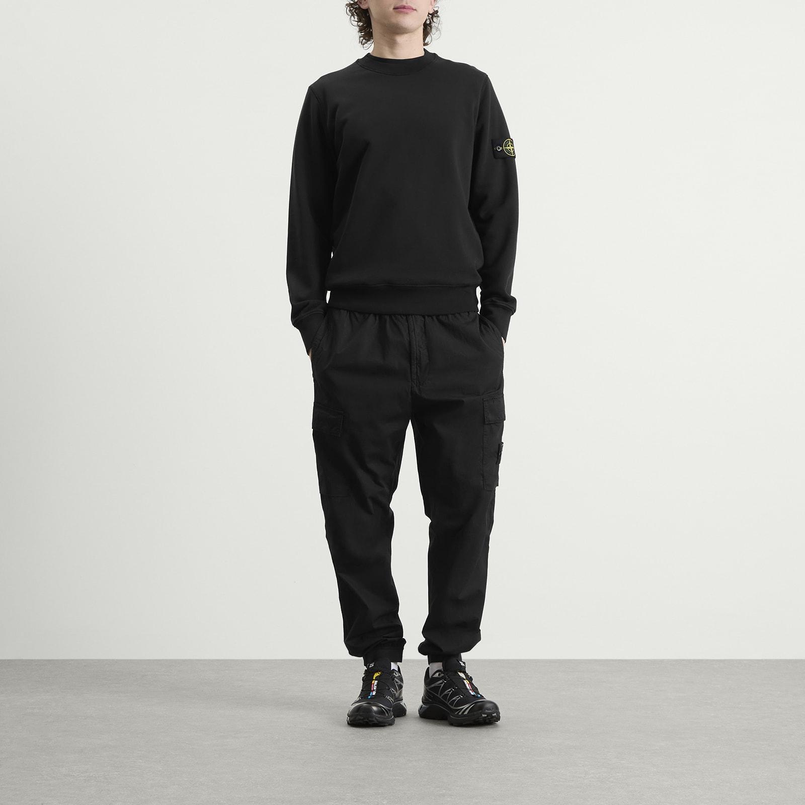 Stone Island Garment Dyed Crew Neck Sweatshirt in Black for Men | Lyst