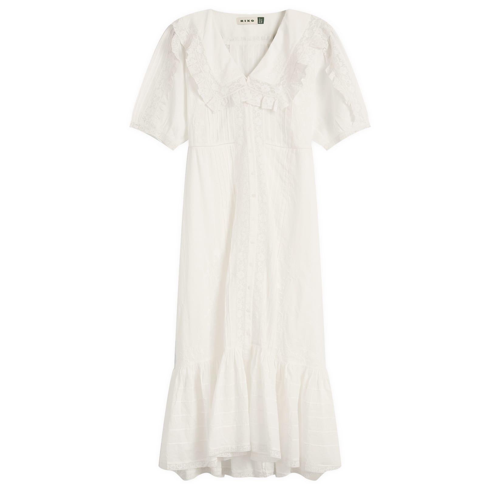 RIXO London Edina Midi Pansy Dress in White | Lyst