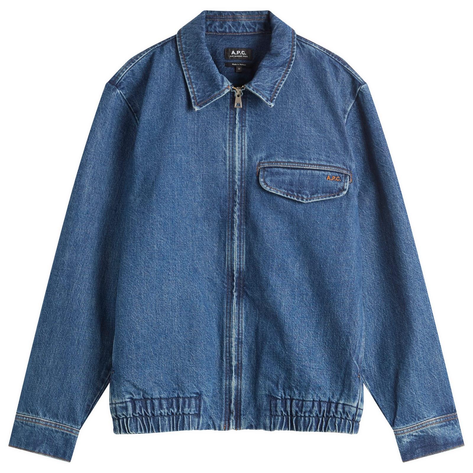 A.P.C. Fabrizio Zipped Denim Jacket in Blue for Men | Lyst
