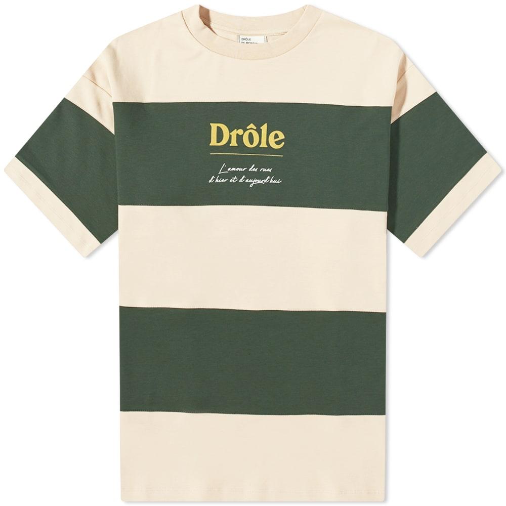 Drole De Monsieur Cotton L Amour Logo Striped T Shirt In Green For Men Lyst