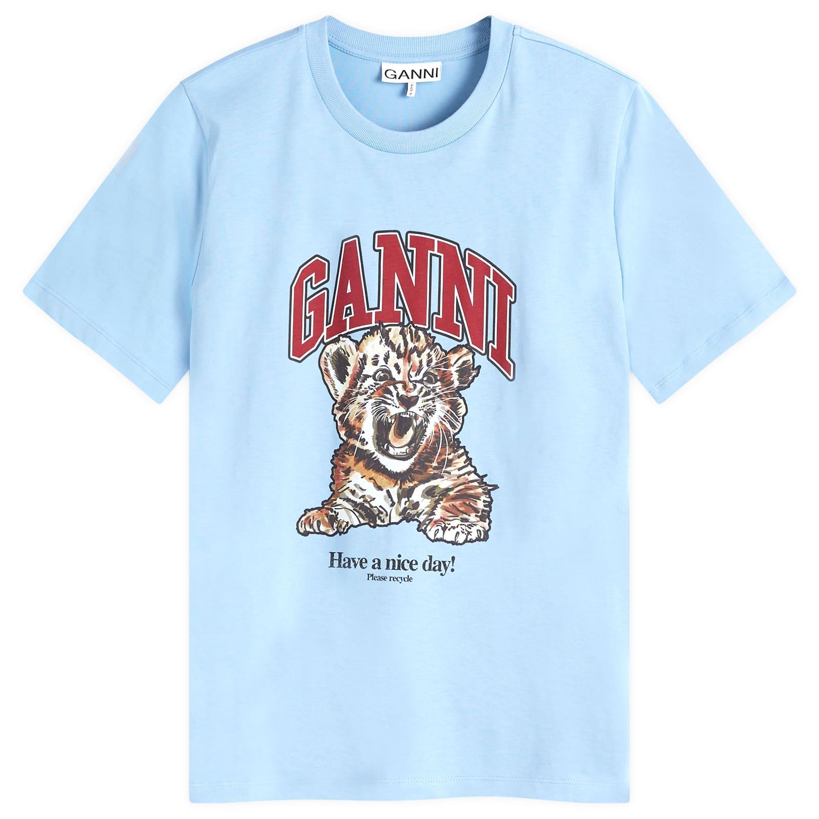 【Ganni】ベーシック ジャージー タイガー リラックス Tシャツ GANNI: ブルー Tiger ベーシック ジャージ リラックス Tシャツ