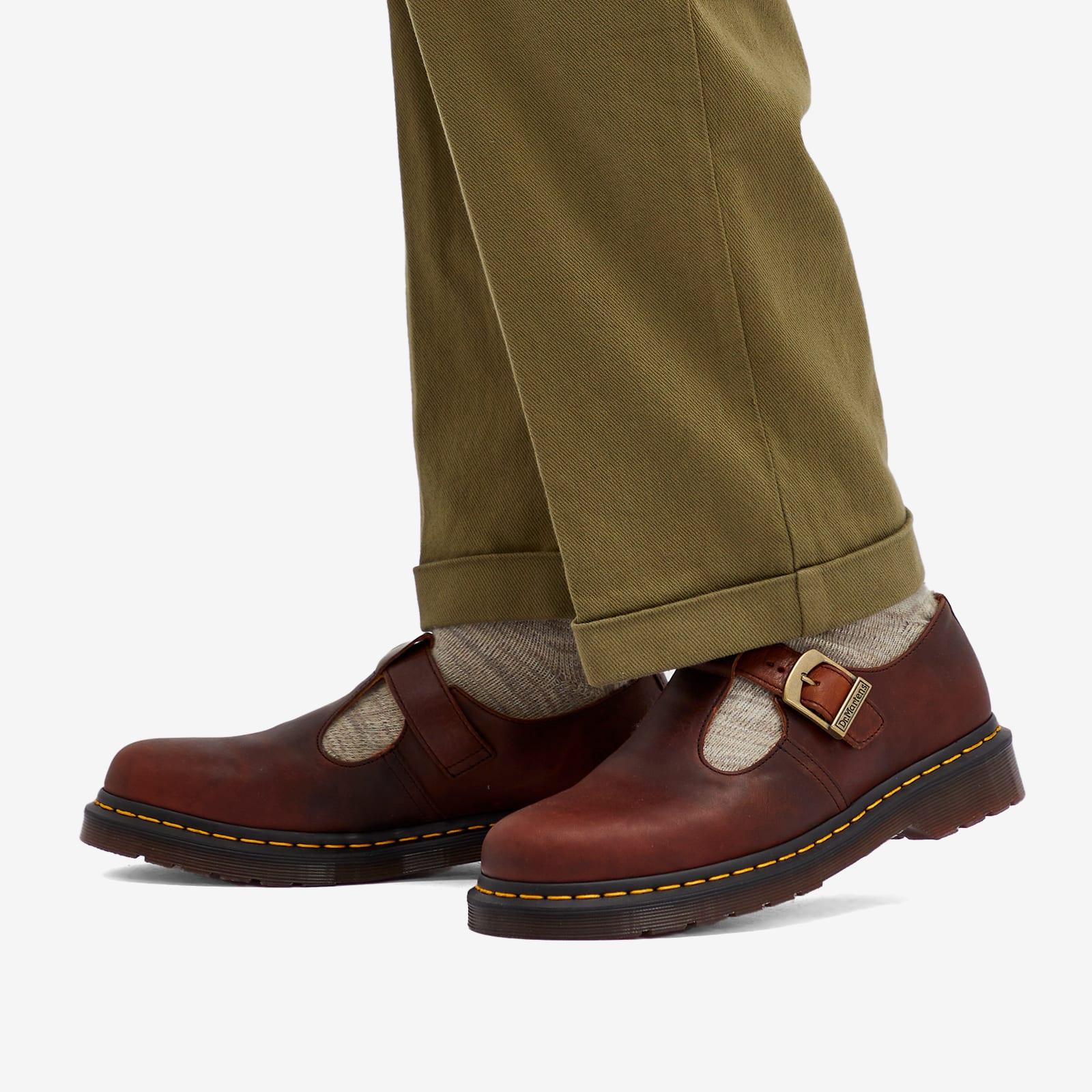 Martens Leather T-Bar Mary Jane Shoes in Brown Lyst UK