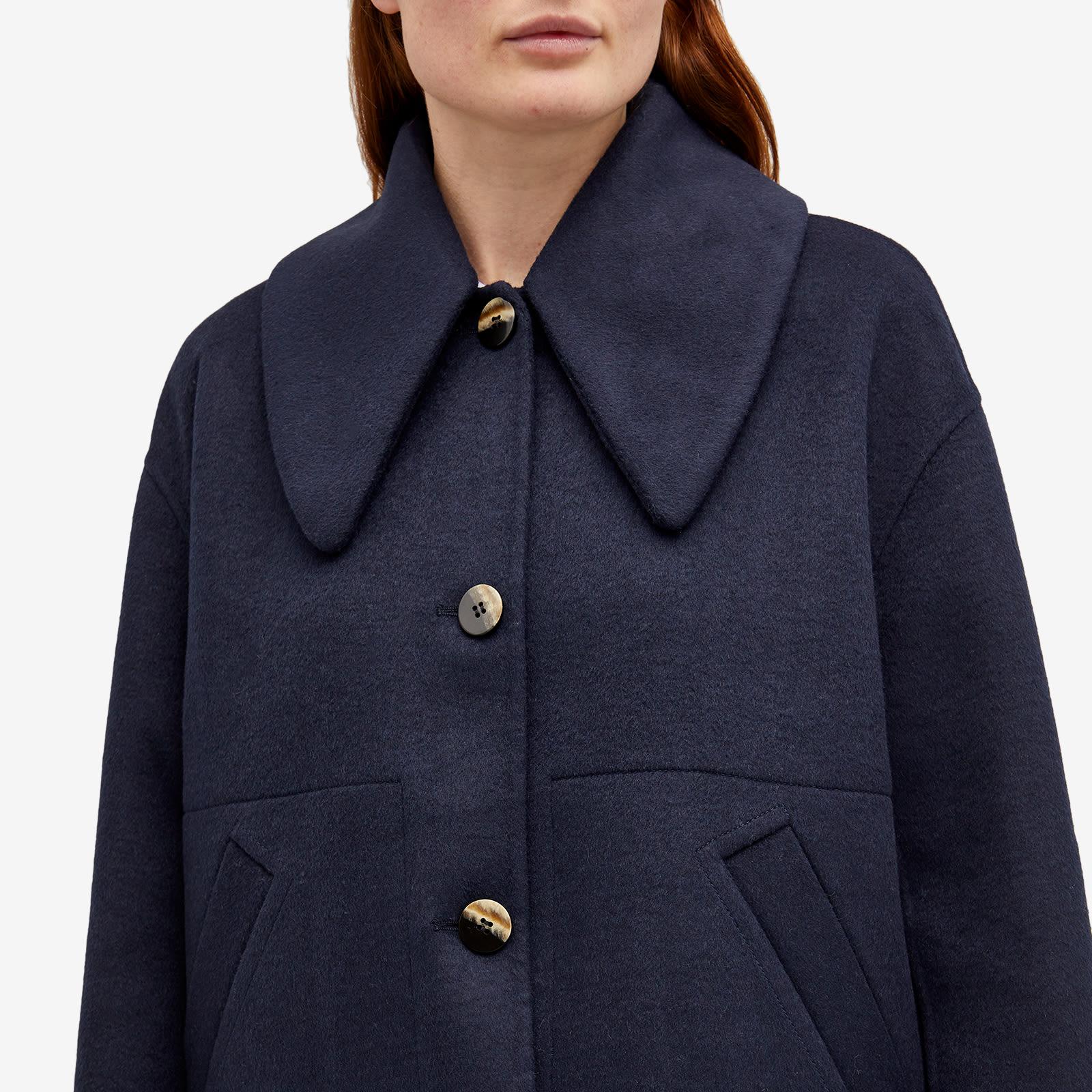 Ganni Wool Wide Collar Jacket in Blue | Lyst