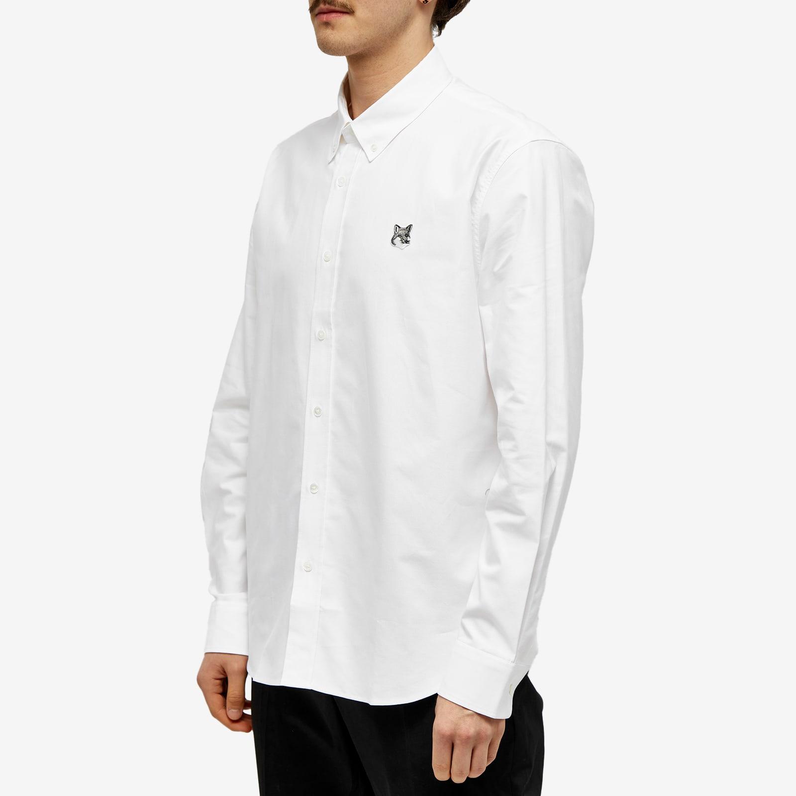 Maison Kitsuné Bd Casual Shirt With Grey Fox Head Patch in White