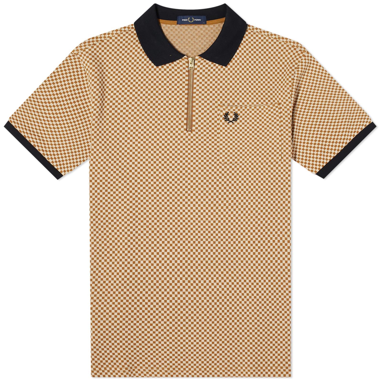 Fred Perry Micro Chequerboard Polo Shirt in Natural for Men | Lyst