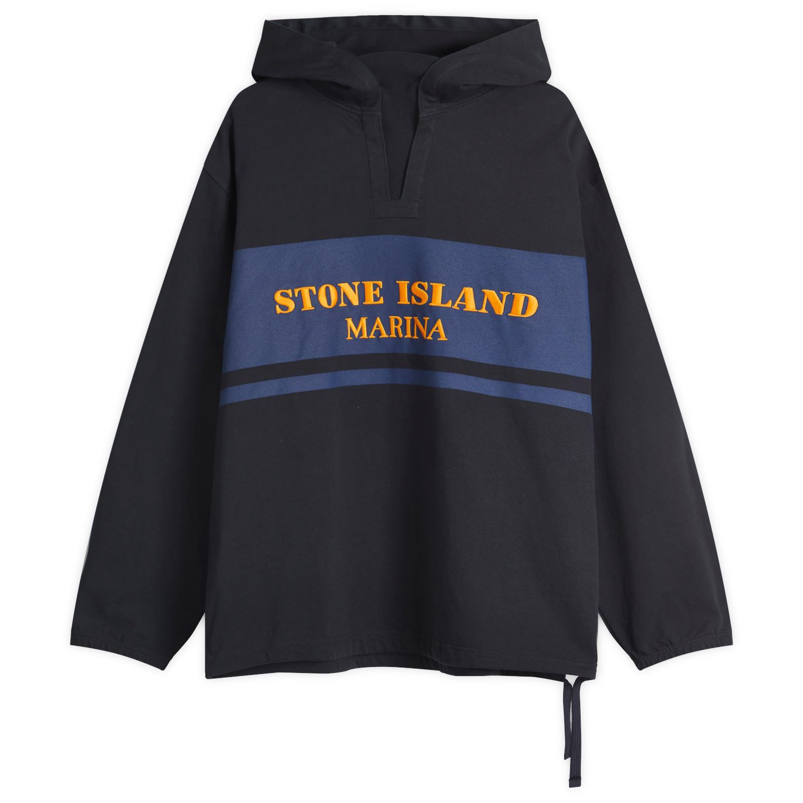 Stone Island Marina Stripe Logo Hoodie in Blue for Men Lyst UK
