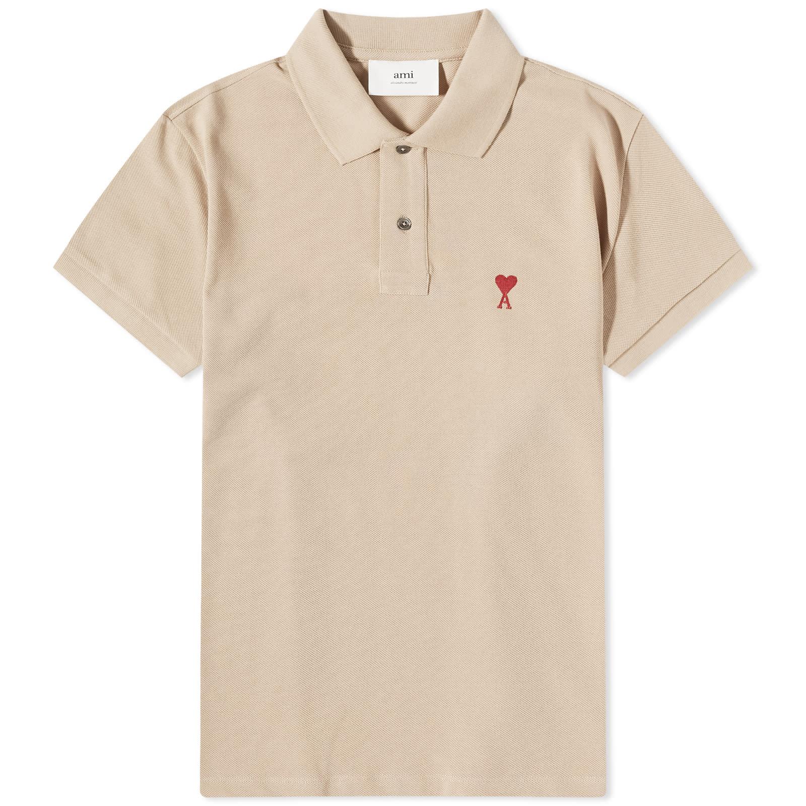 Ami Paris Small A Heart Polo Shirt in Natural for Men | Lyst UK