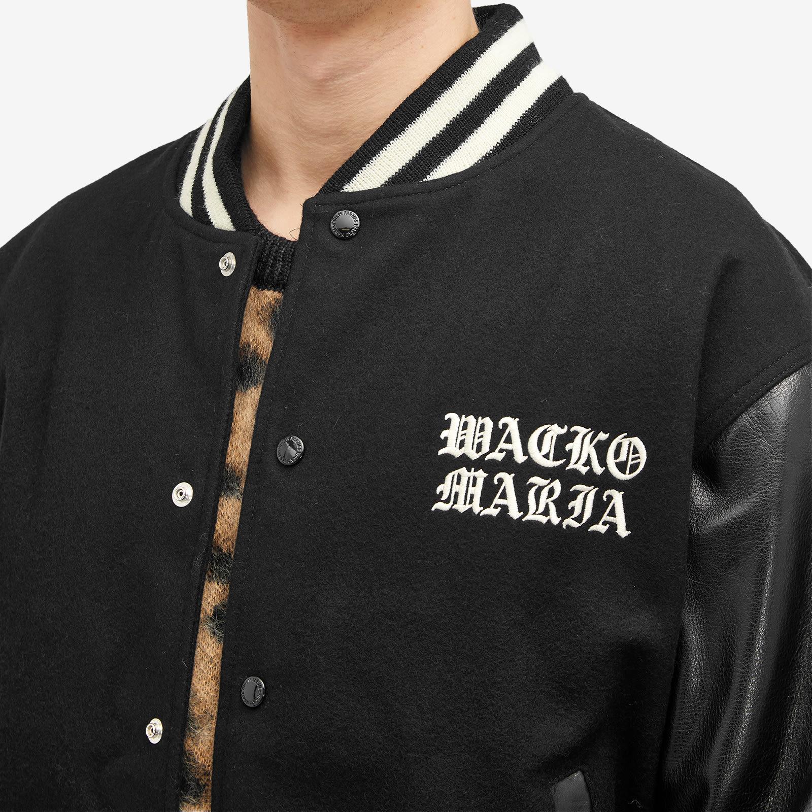 Wacko Maria Leather Varsity Jacket in Black for Men | Lyst