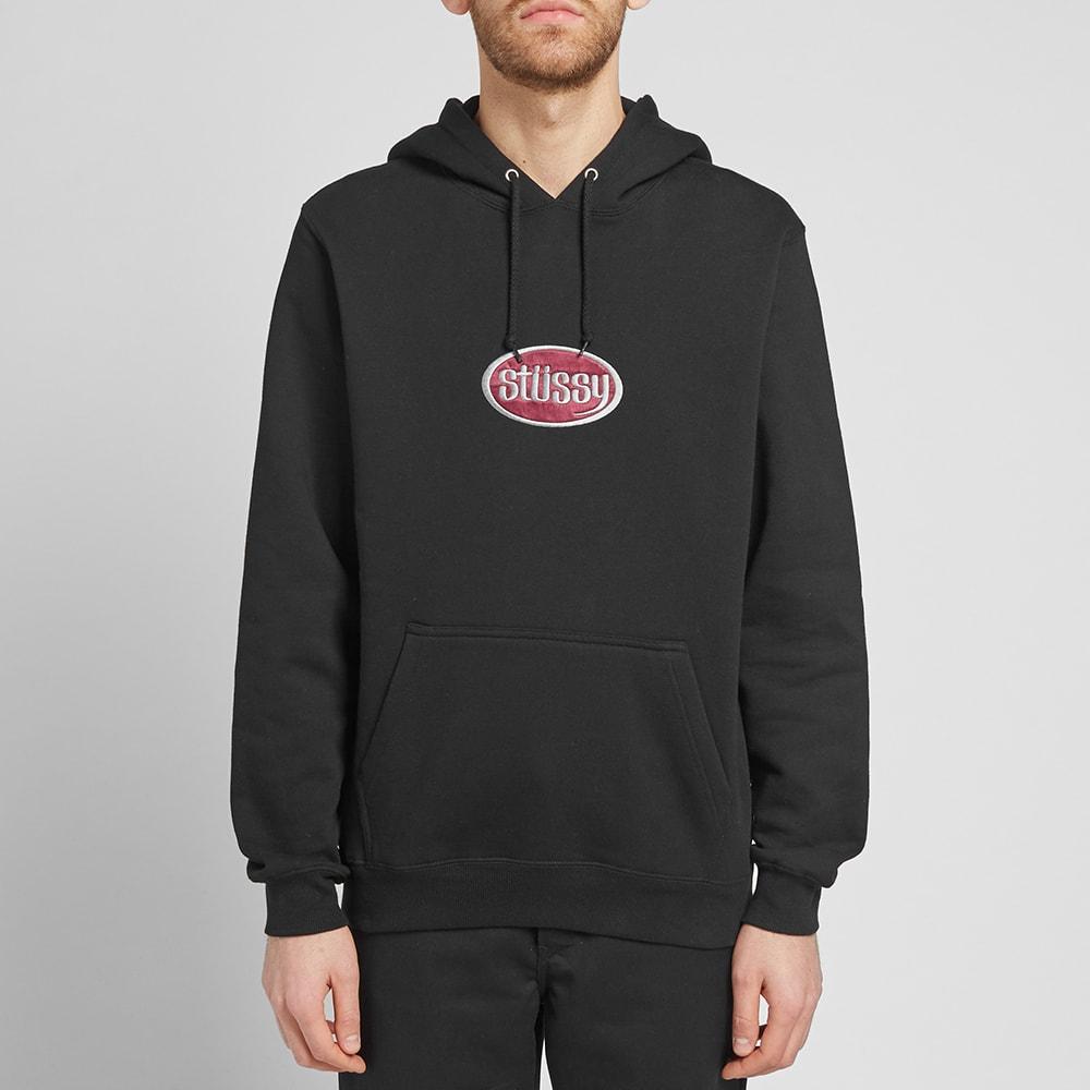 stussy oval applique hoodie