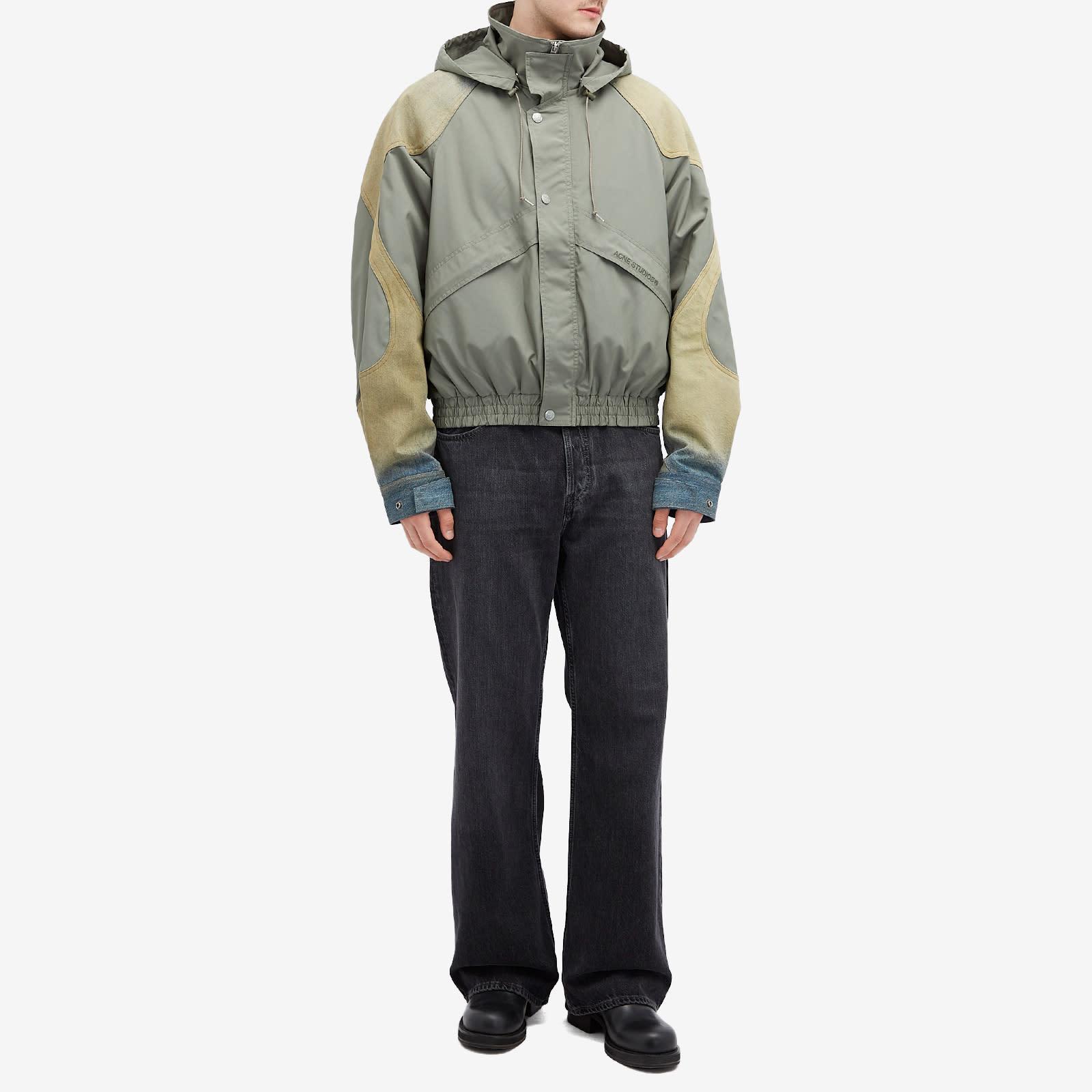 Acne Studios Denim Paneled Cropped Windbreaker Jacket in Acne Studios Denim Paneled Cropped Windbreaker Jacket in