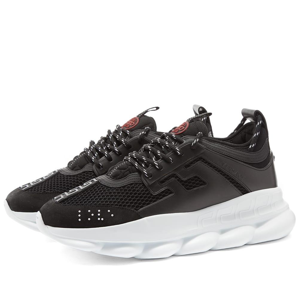 Versace Leather Chain Reaction Trainers in Black for Men - Lyst