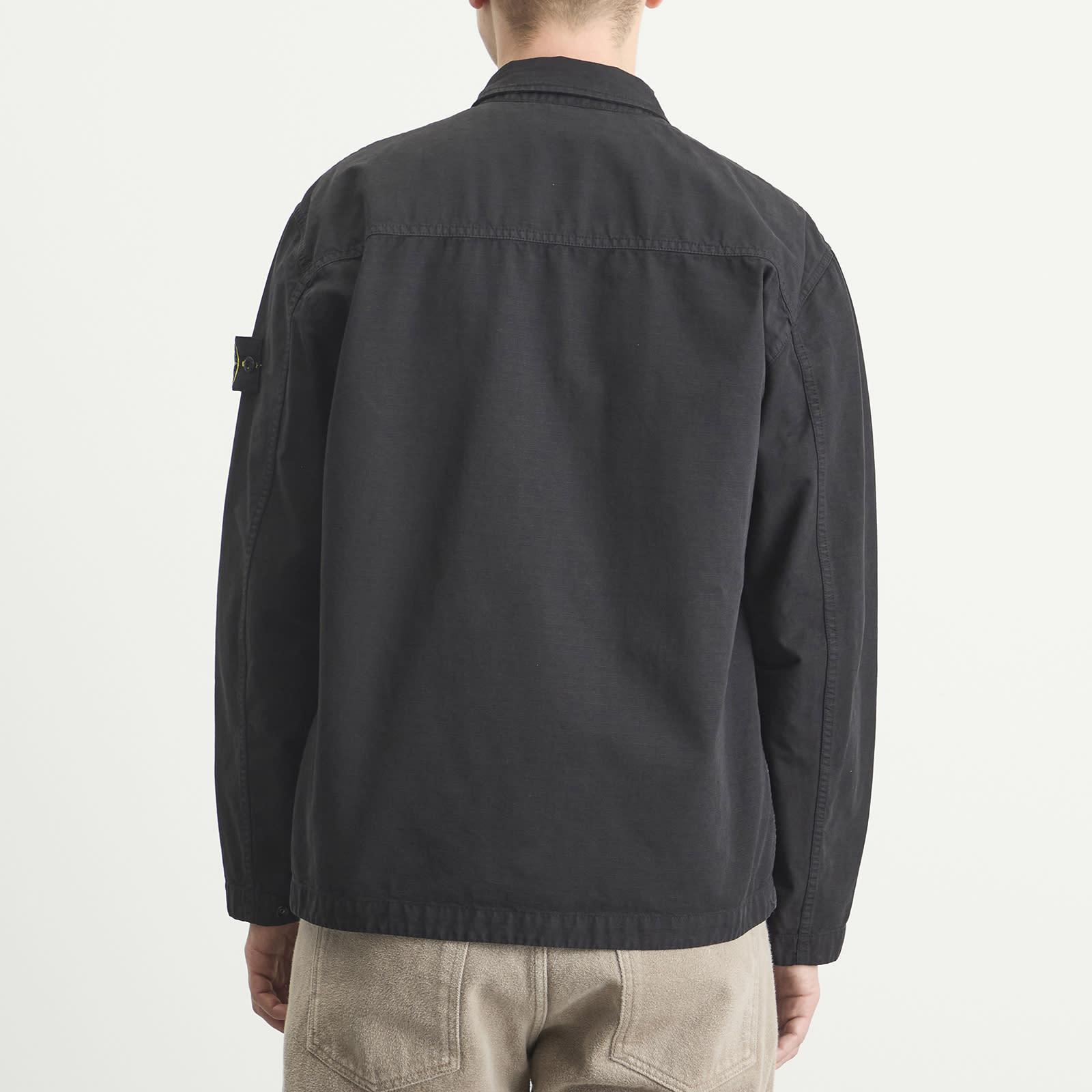 Stone Island Ripstop Zip Shirt Jacket in Black for Men | Lyst