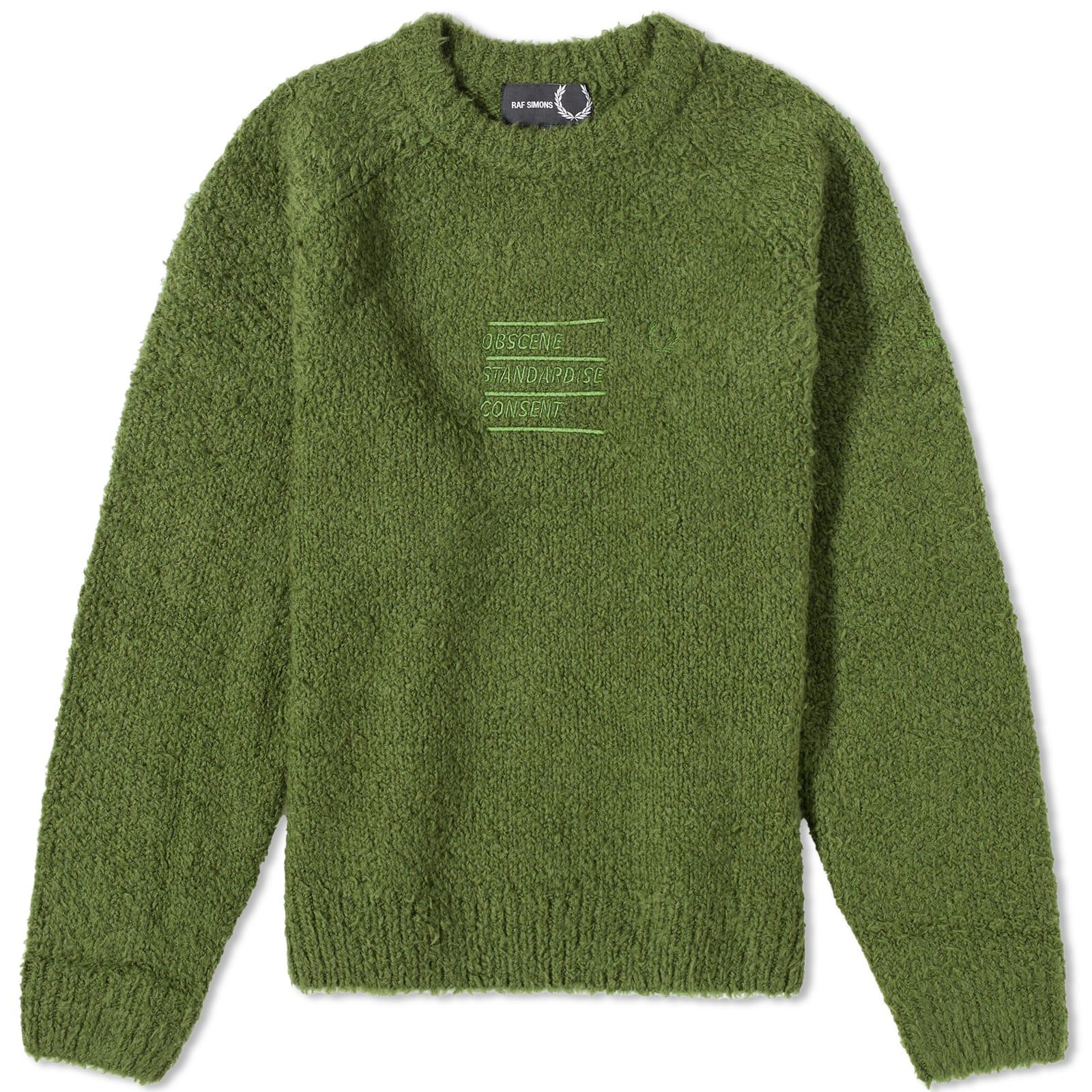 Fred Perry X Raf Simons Fluffy Crew Knit in Green for Men | Lyst UK