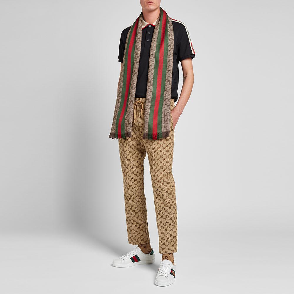 Gucci Wool Grg GG Scarf in Brown for Men Lyst