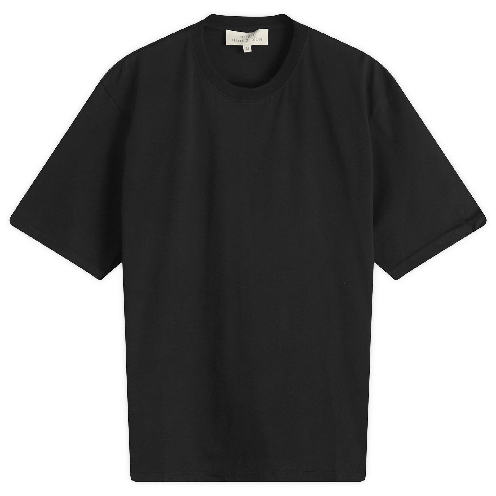 STUDIO NICHOLSON｜ (BRIC SHORT SLEEVE T-SHRIT BLACK (132 Studio Nicholson Bric short-sleeved crew-neck T-shirt