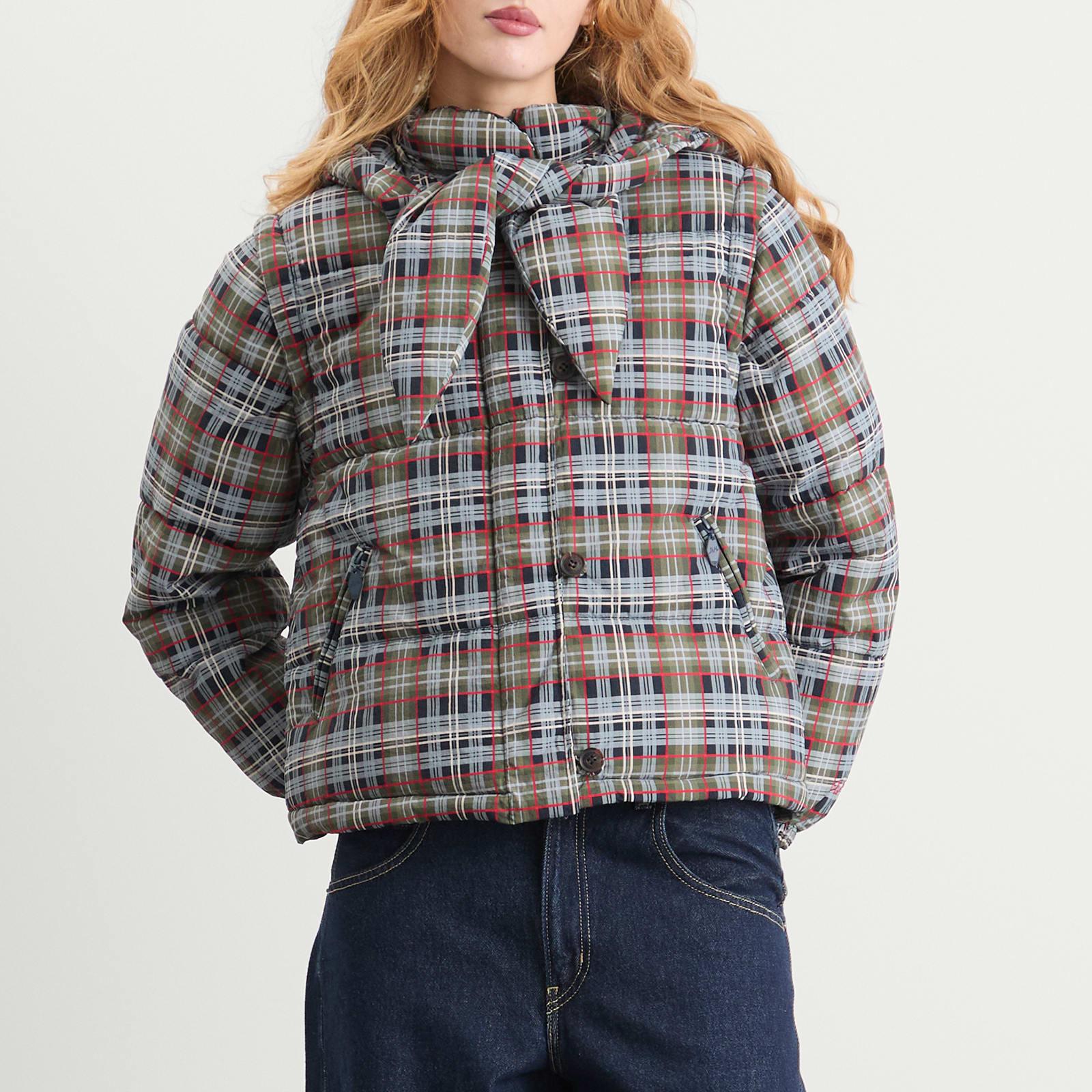 Damson Madder Pearl Tartan Check Puffer Jacket in Grey Lyst UK