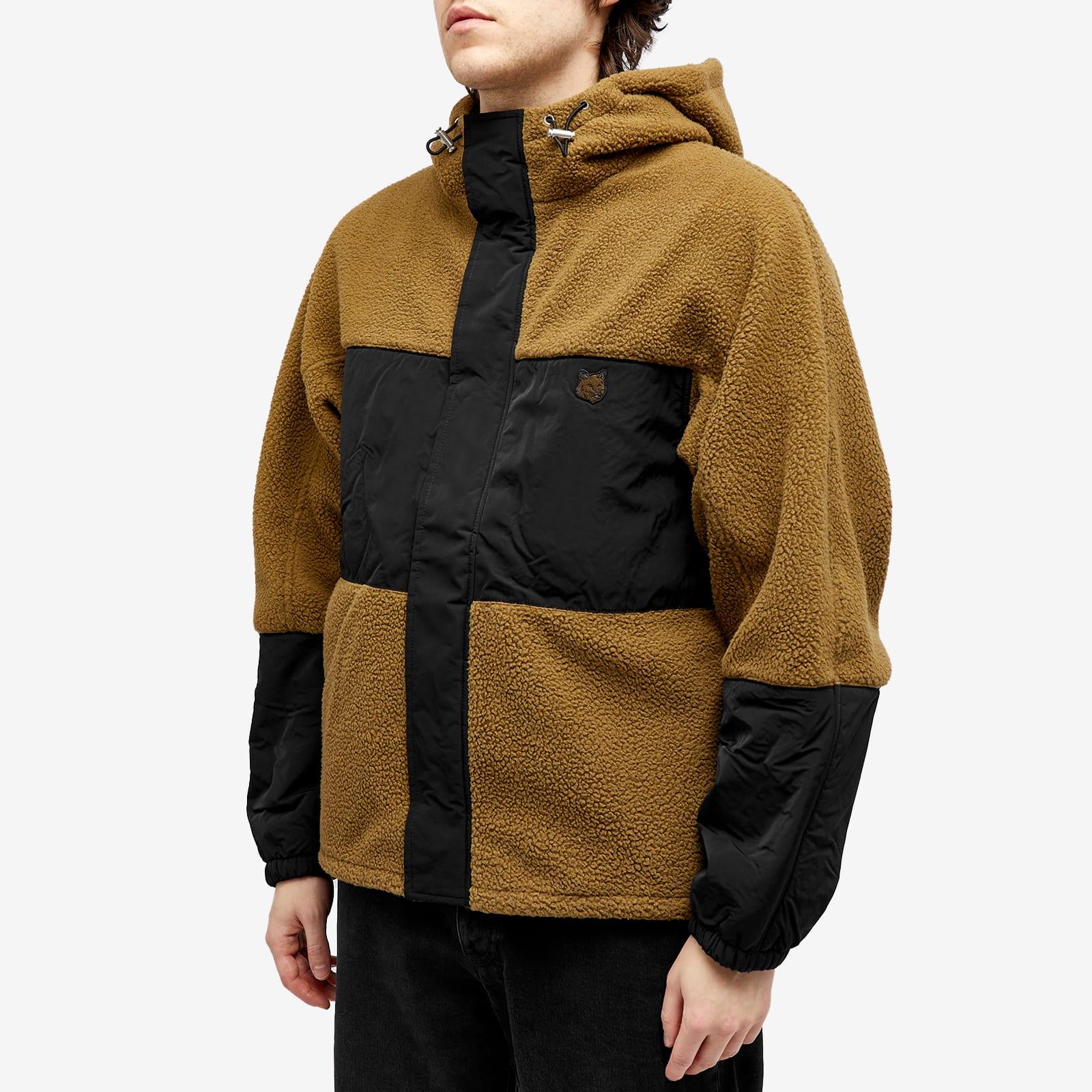 Maison Kitsuné College Fox Patch Color Block Fleece Jacket in
