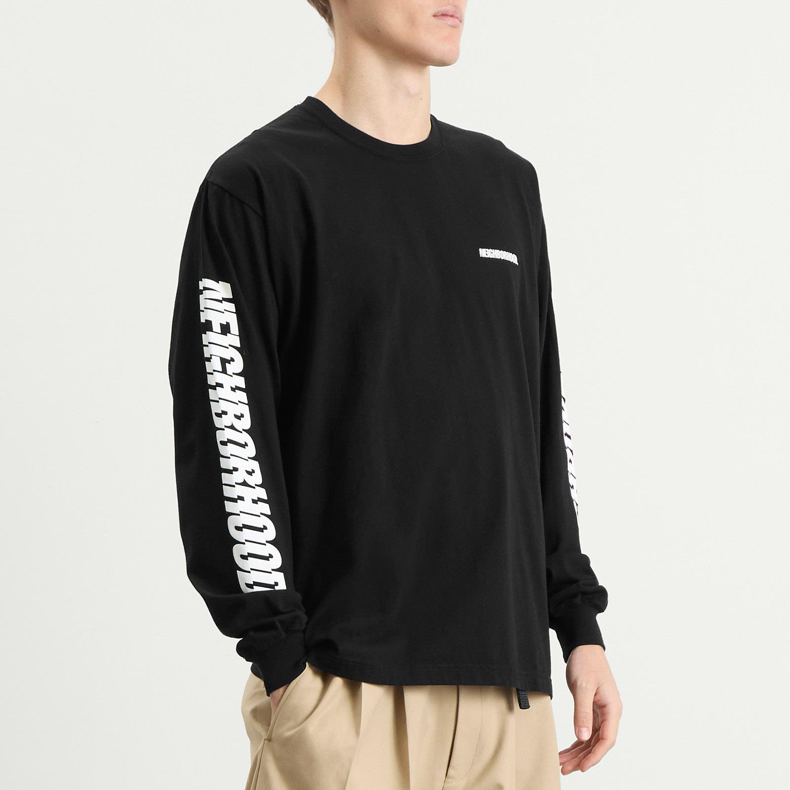 Neighborhood Ls-1 Distorted Logo Long Sleeve T-Shirt in Black for