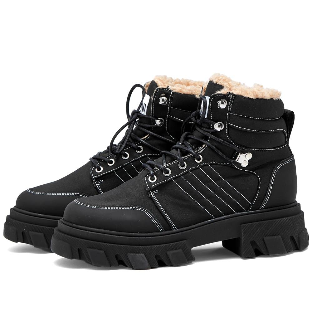 ganni cleated lace up hiking boot