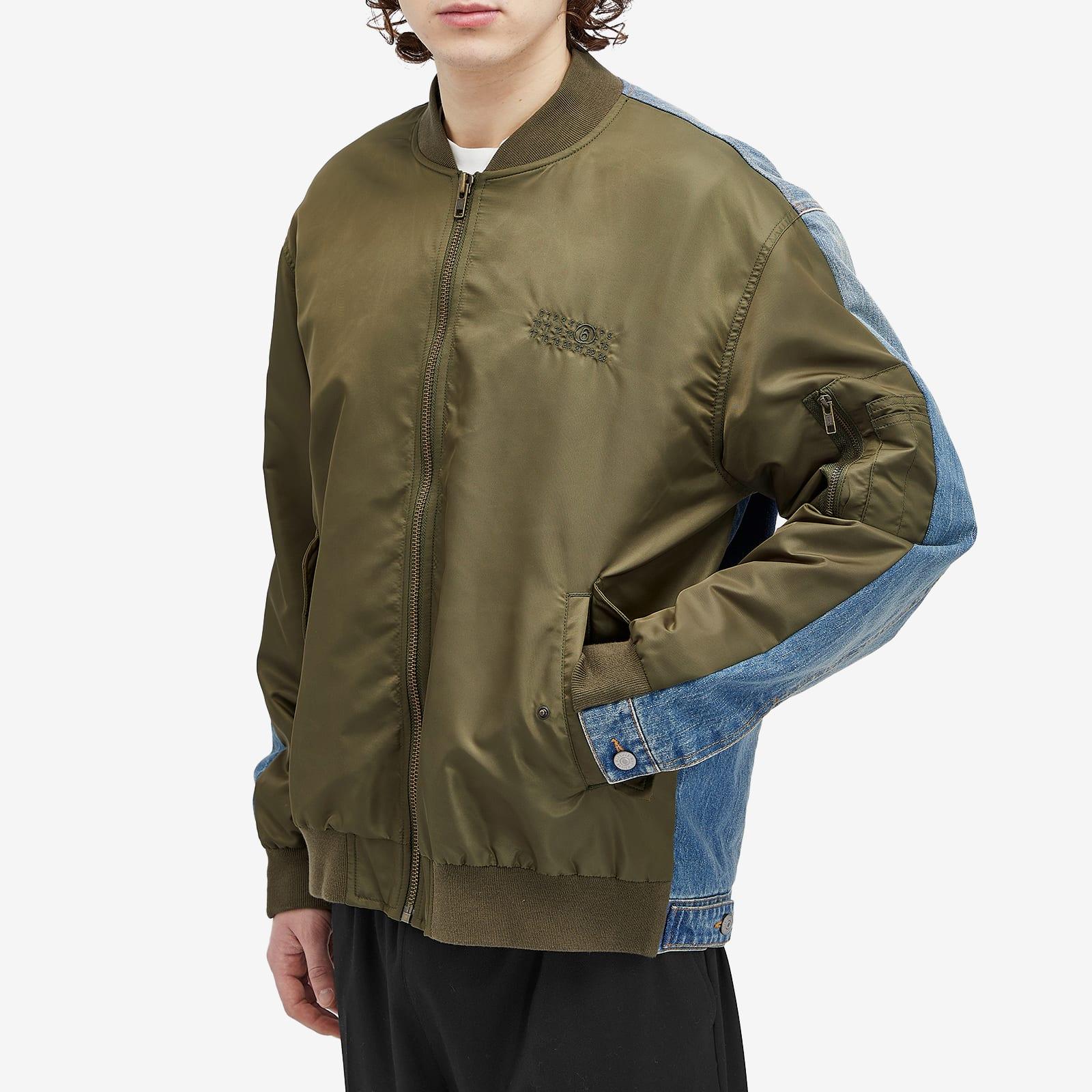 MM6 by Maison Margiela Nylon And Denim Bomber Jacket in Green for 