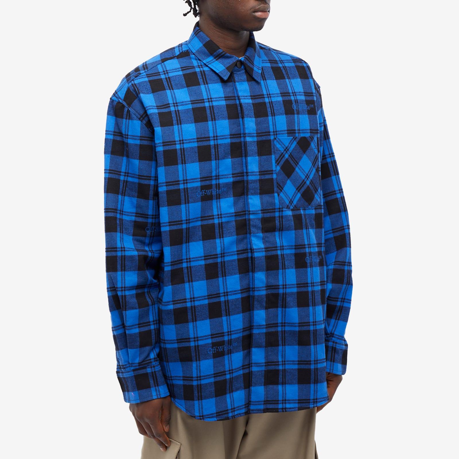 Off-White c/o Virgil Abloh Checked Flannel Overshirt in Blue for Men | Lyst