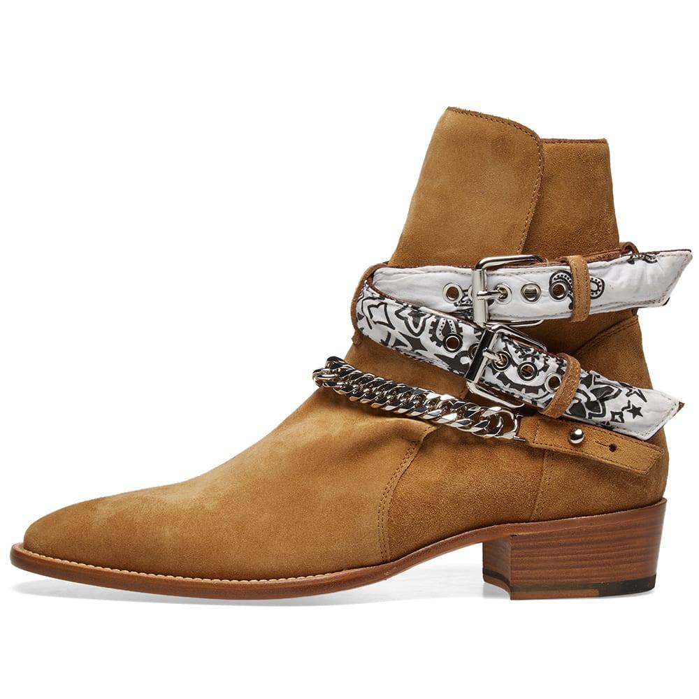 Amiri White Bandana Buckle Boot in Tan 