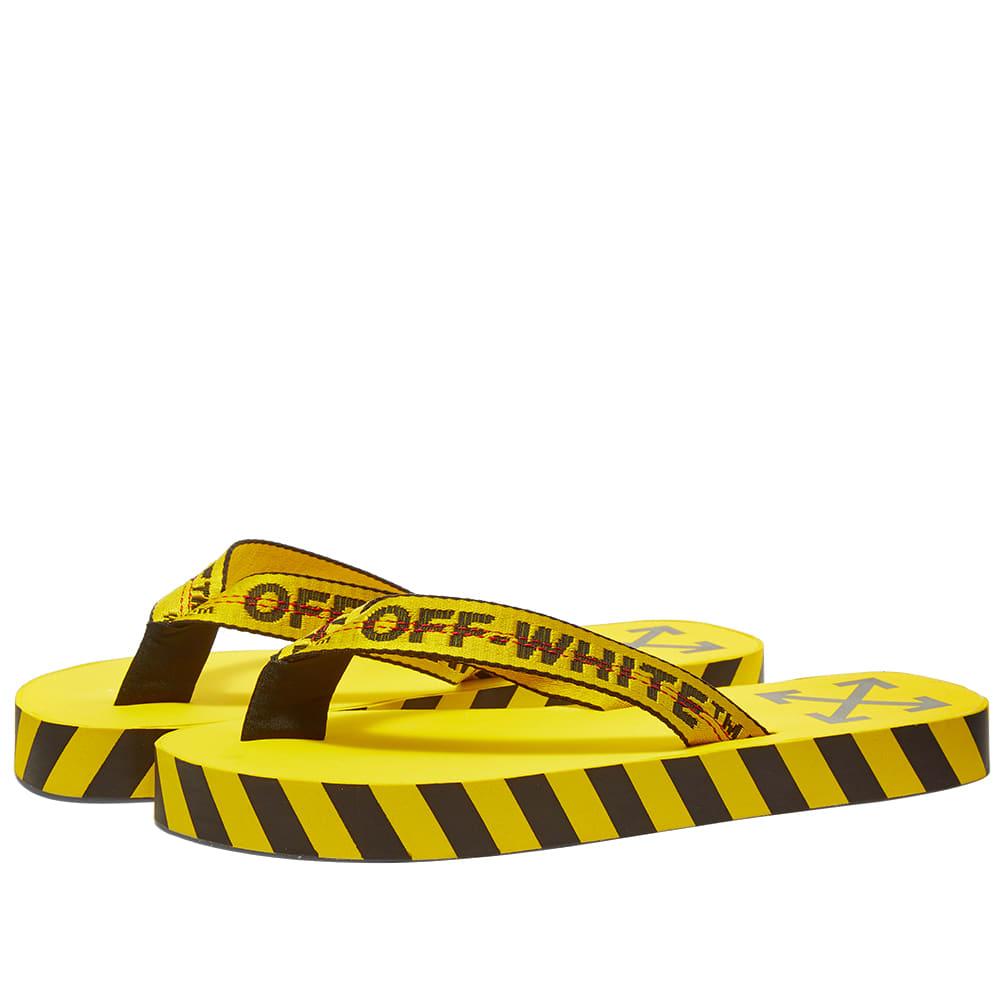 off white yellow slippers