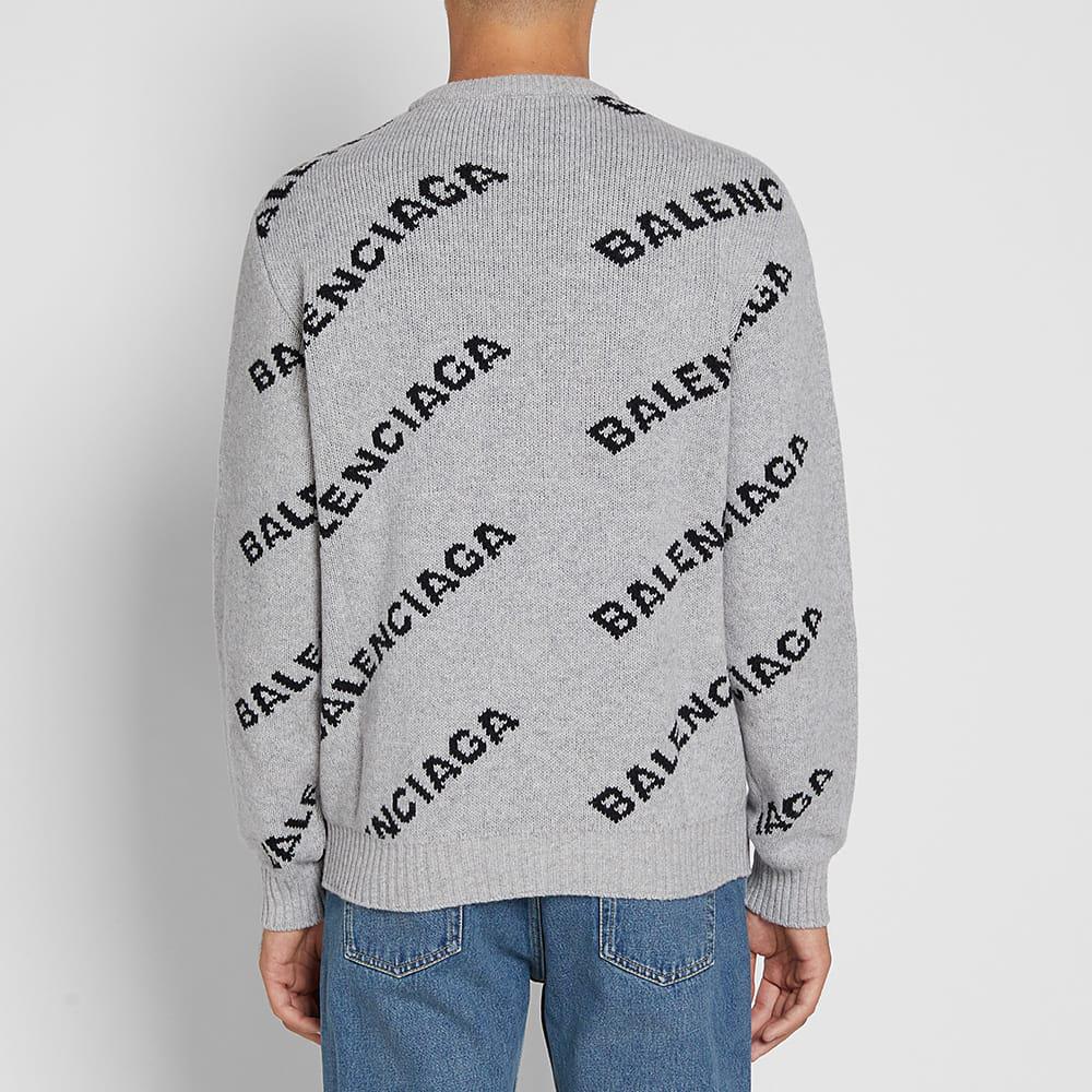 Balenciaga Wool Logo Crew Neck Sweater in Grey (Gray) for Men - Lyst