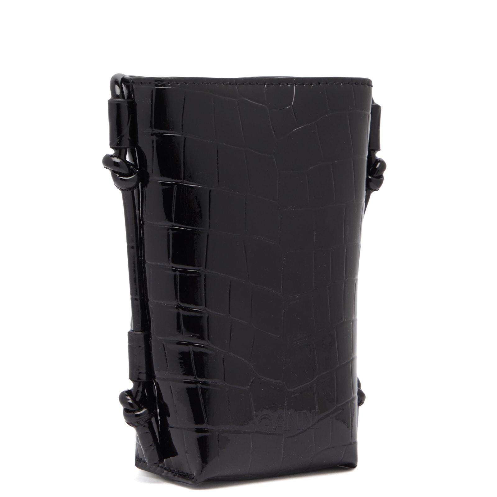 Ganni Bou Crossbody Patent Croco in Black | Lyst