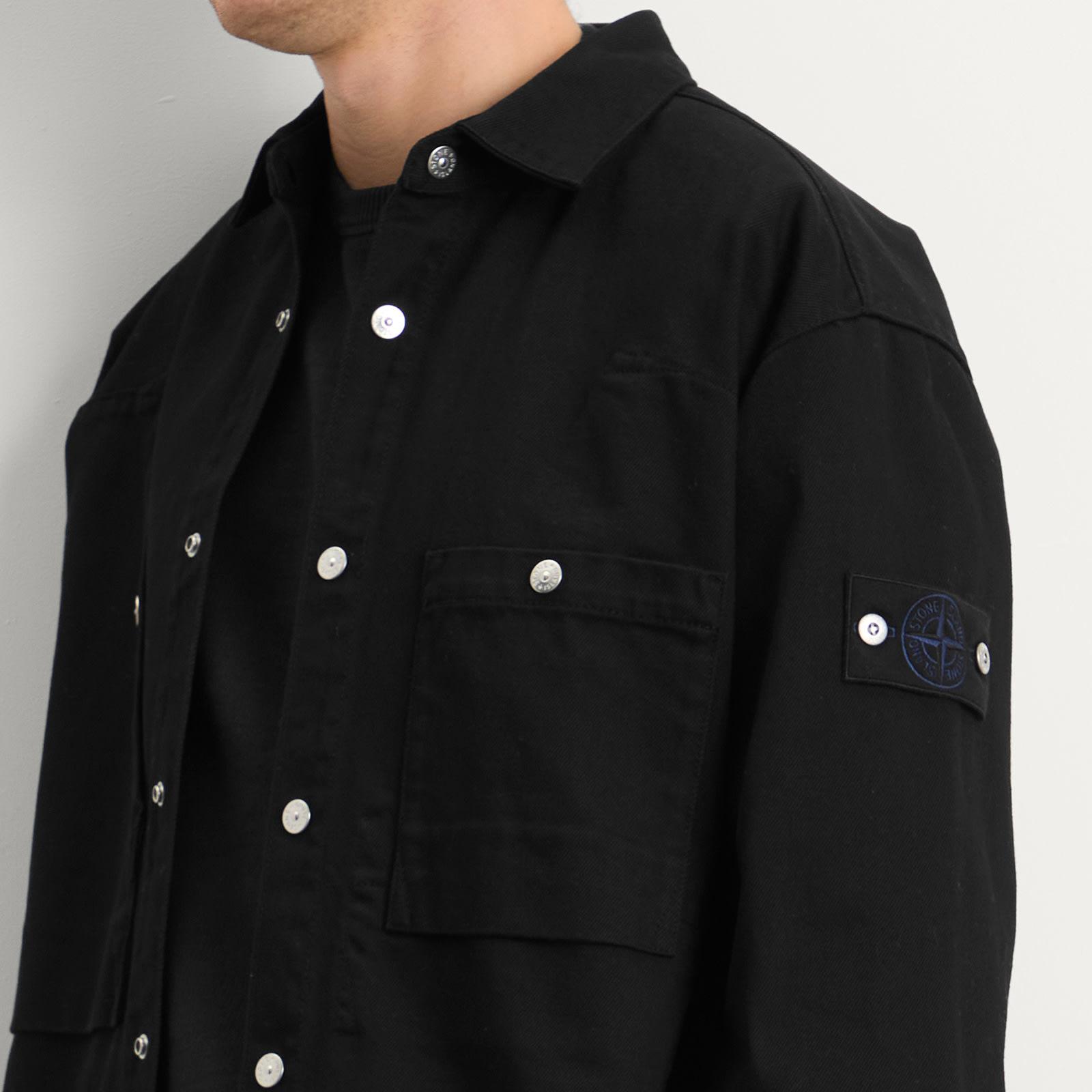 Stone Island Bull Denim-Tc Overshirt in Black for Men | Lyst