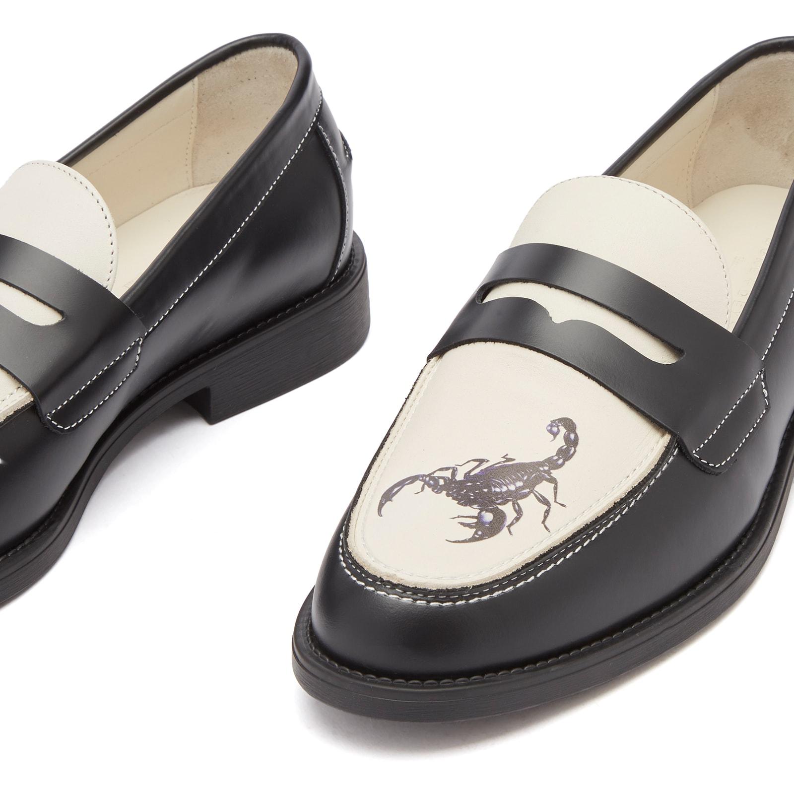 Duke & Dexter Italian Leather Scorpion Print Penny Loafers in 