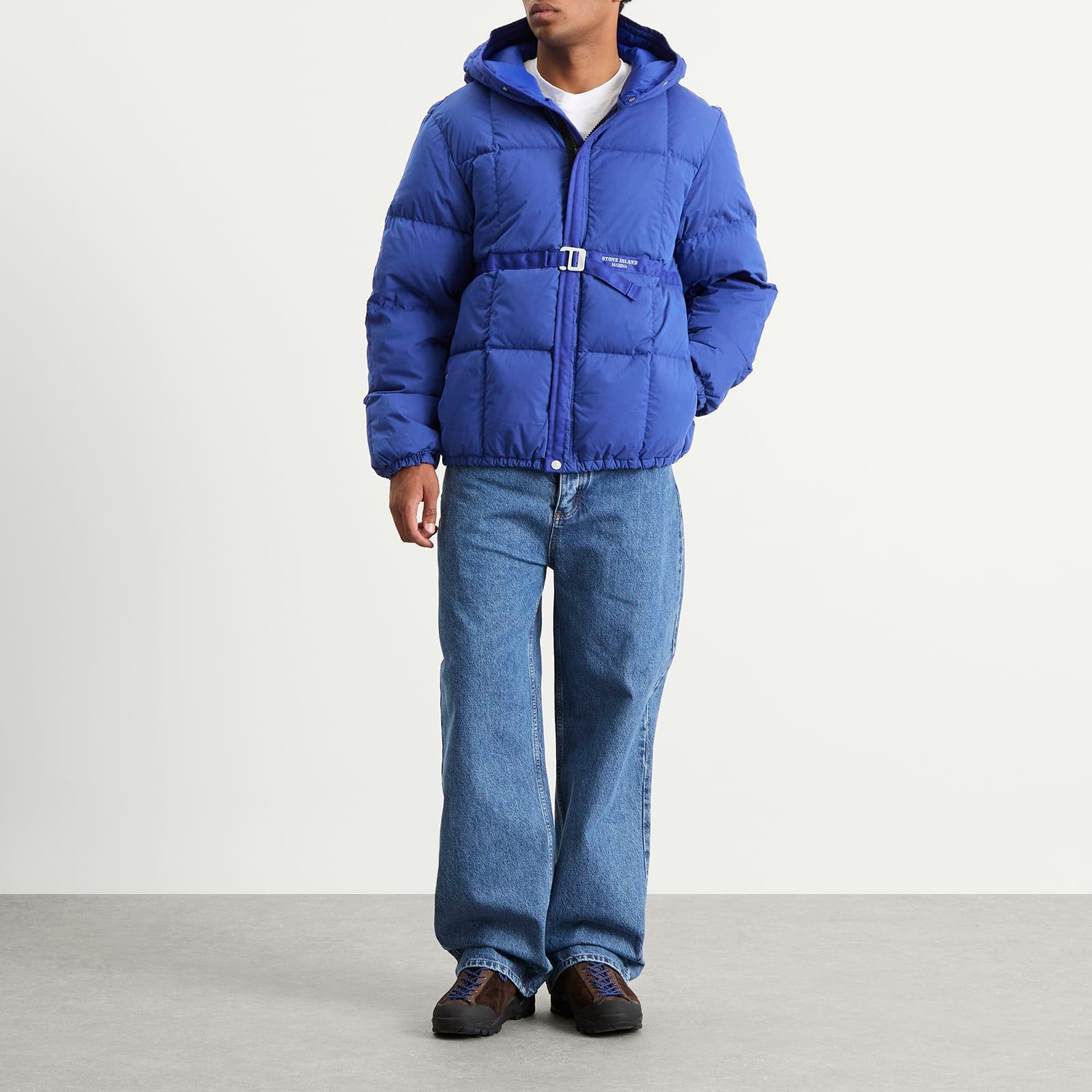 Stone Island Marina Cotton Nylon Tela Down Jacket in Blue for Men