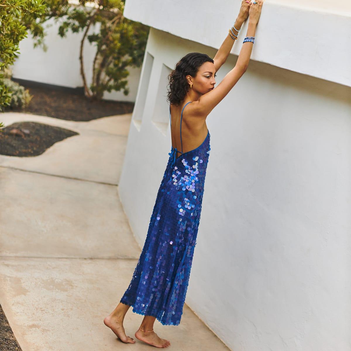 Saks Potts Polly Sequin Dress in Blue | Lyst Saks Potts Polly Sequin Dress in Blue | Lyst