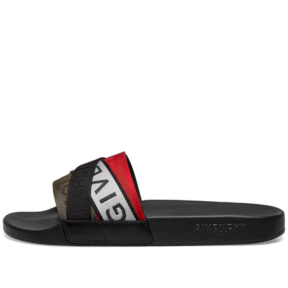 givenchy flat webbed logo slides