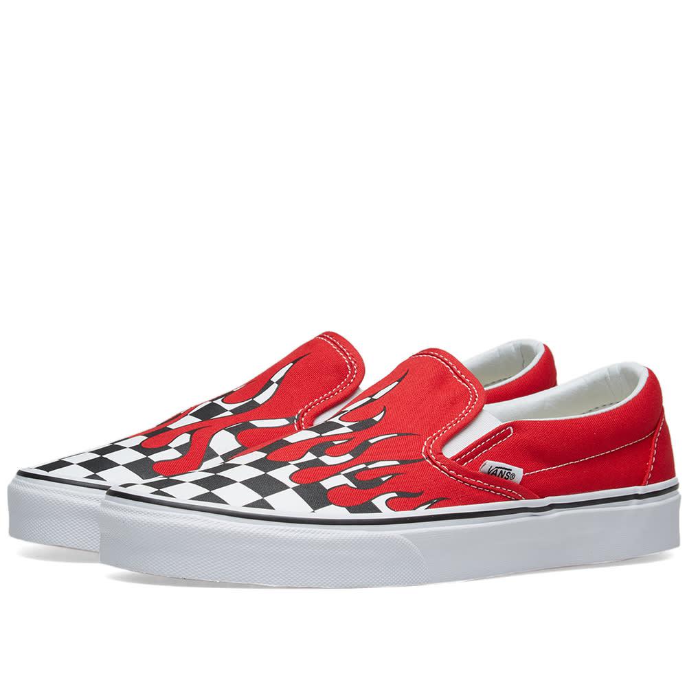 vans checker flame slip on