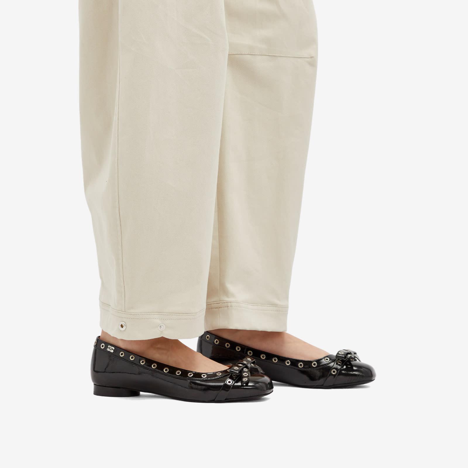 Ganni■Eyelets Bow Ballerina Naplack - Black Ganni Eyelets Bow Ballerina Naplack in Black | REVOLVE