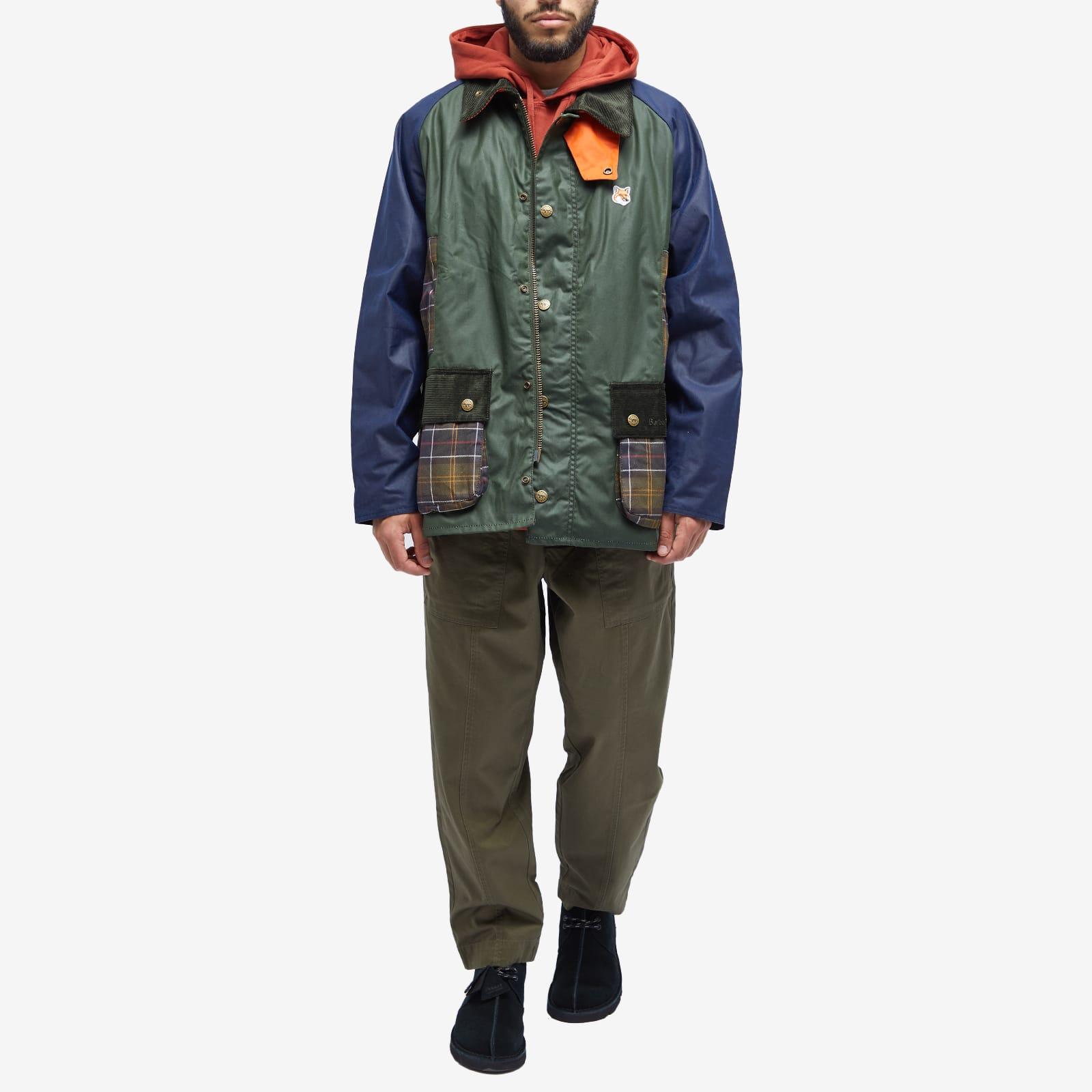 Barbour X Maison Kitsuné Beaufort Wax Jacket in Green for