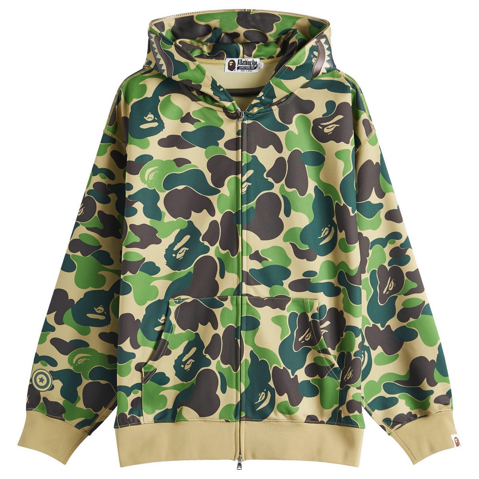 A Bathing Ape Abc Camo Rayon Shark Full Zip Hoodie in Green for
