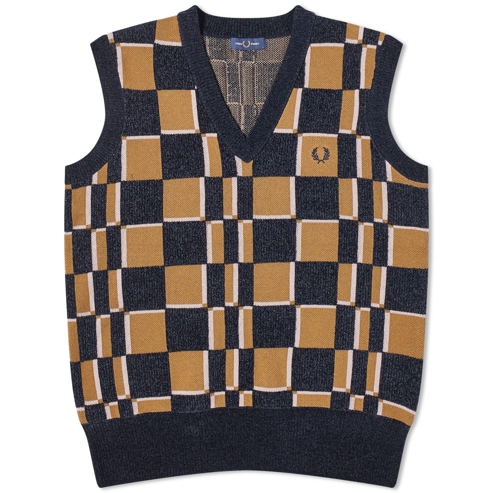 Fred Perry Glitch Chequerboard Knit Vest in Blue for Men | Lyst Canada