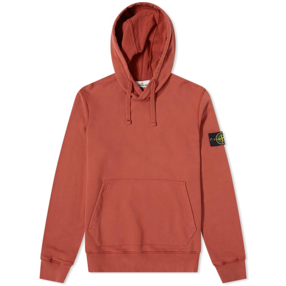 Stone Island Garment Dyed Popover Hoody in Red for Men | Lyst